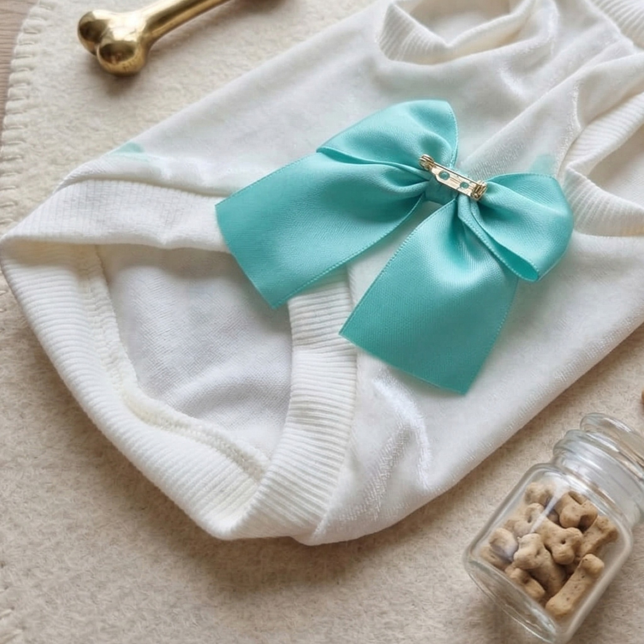 Mad Hatter Tiffany Sweatshirt - Ciniglia Vellutata con Rouche Pizzo e Fiocco Cuoricino
